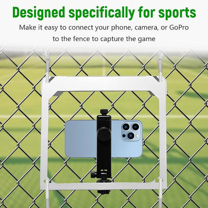 Apexion Baseball Training Equipment, Phone Stabilizer, Game Changer Fence Mount, Universal with Sunshade, Streaming kit, Phone Fence Mount (White)
