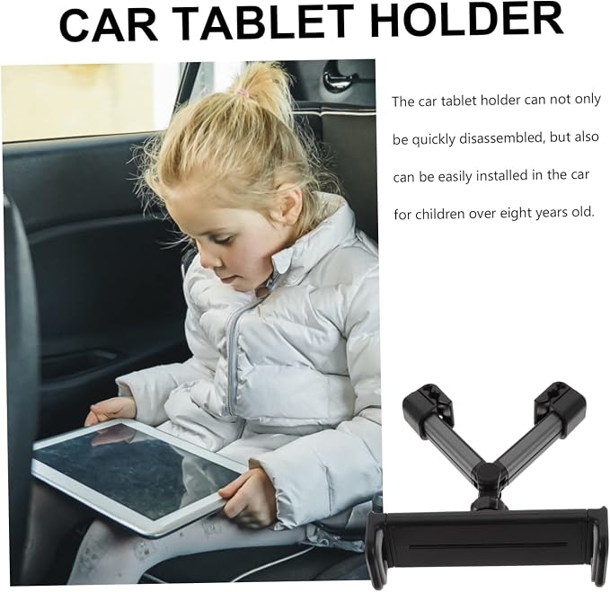 Housoutil Adjustable Car Headrest Tablet Holder Phone Mount Stand Multi-Angle Rotation Easy to Use