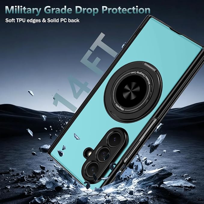 Hekodonk for Galaxy Z Fold 8 Ultra Case with 360 Rotatable Stand,[Compatible with MagSafe][Front Screen Protector],Magnetic Ring Holder with Hinge Protective Case for Samsung Z Fold 8 Ultra,Light Blue