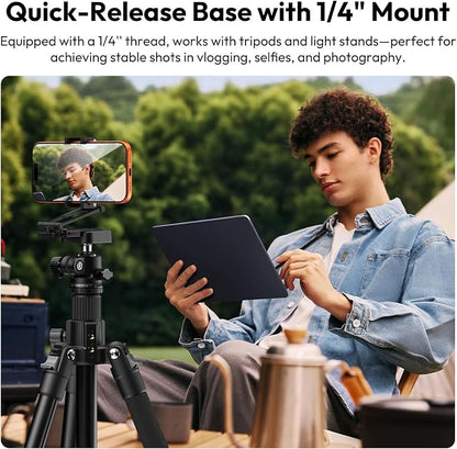 ULANZI Phone Tripod Mount with Arca Uka Base, Foldable Mini Tripod with 2 Cold Shoes Handheld Grip Compatible with iPhone17/16/15/ Android, Metal Phone Clamp for Desktop Vlogging Travel