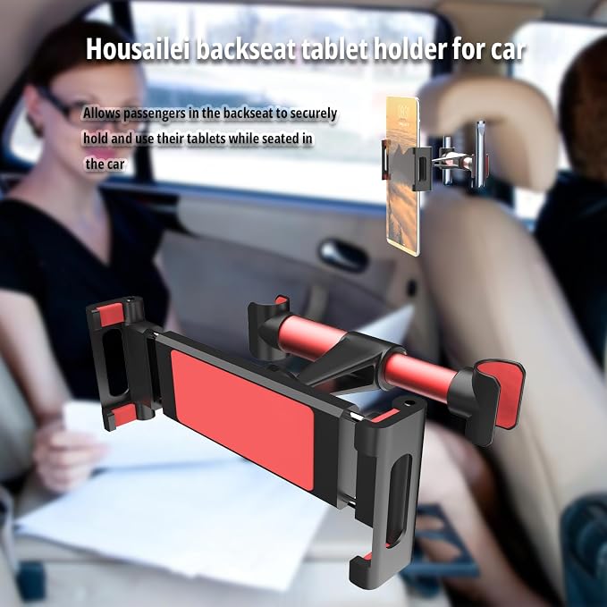 Car Backseat Headrest Tablet Holder Mount Cellphone Stand 360° Swivel Rotating Angle Compatible with ipad/Plus/pro/All 4.7-10.5" Cellphones and Tablet
