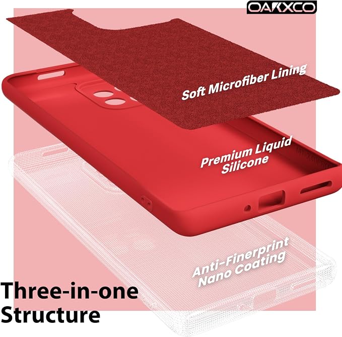 oakxco for Motorola Moto Edge Plus 2023 Case Silicone, Thin Slim Grip Soft Rubber Gel Protective Phone Case for Women, Matte Plain Solid Color Aesthetic Cute Girly Case with Camera Cover, Red
