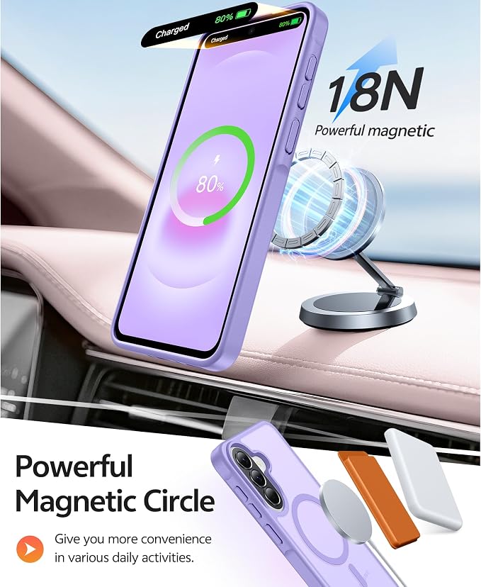 FNTCASE for Galaxy A37/A36 5G Phone Case, Fit for Magsafe, Screen Protector | Translucent Matte Magnetic Back, 14FT Military Grade Drop Protection, Shockproof Protective, for Samsung A37 Cover