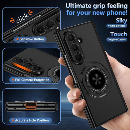 Hekodonk for Galaxy Z Fold 8 Ultra Case with 360 Rotatable Stand,[Compatible with MagSafe][Front Screen Protector],Magnetic Ring Holder with Hinge Protective Case for Samsung Z Fold 8 Ultra,All Black