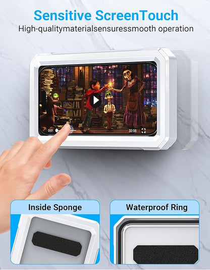 Coolpow Shower Phone Holder Waterproof【480°Rotatable】Retractable Adjustable Shower Phone Case Shower Stall Accessories for Bathroom Wall Phone Mount Stand Water Proof Anti Fog Case for 4-7"Cellphones