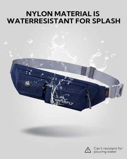Waterfly Fanny Pack Slim Soft Polyester Water Resistant Waist Bag Pack for Man Women Carrying iPhone 8 Samsung S6, Sapphire Blue