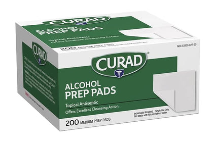 Curad Alcohol Disinfectant Prep Pads, 2-ply, Medium Size, 200 Count (Pack of 2)