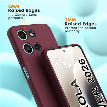 for Motorola Moto G Power (2026) Case, 2 Pack Tempered Glass Screen Protectors, Soft TPU Silicone Shockproof Gel Cover-Burgundy
