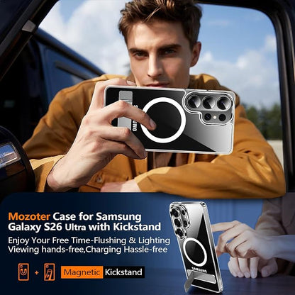 MOZOTER for Samsung Galaxy S26 Ultra Case with Kickstand,[Compatible with Magsafe][2*Screen Protector],Military-Grade Protection,Magnetic Phone Case for Samsung Galaxy S26 Ultra-Clear