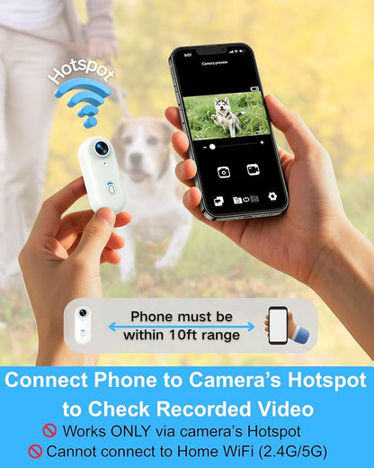 Cat Camera Collar with Phone APP, 1080P HD Video Recording, XS/M-Size Pet POV Cam for Dogs & Big Cats, Cordless Pet Collar Cameras with APP Viewing (XS-Collar)