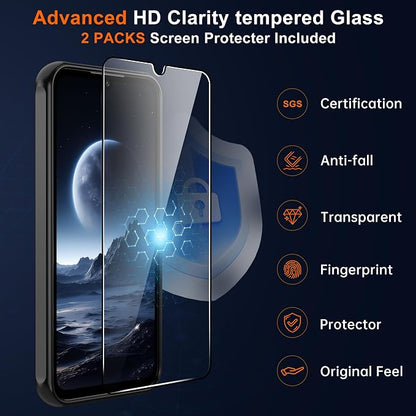 For Samsung Galaxy A15 5G Phone Case:A15 Case [Compatible with Magsafe] with 2PC Tempered Glass Screen Protector,Camera Bump Protection,Slim Frosted Translucent Soft-Touch for Galaxy A15,Matte black