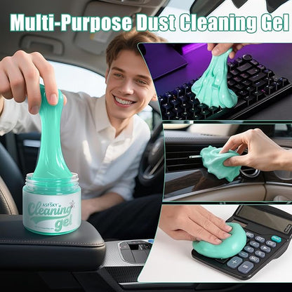 ASFSKY Car Cleaning Gel (Green,Magnolia) Cleaning Putty Universal Dust Cleaning Car Interior Cleaner Keyboard Dust Remover Car Slime Gifts for Women Girl Men（1 Pack）