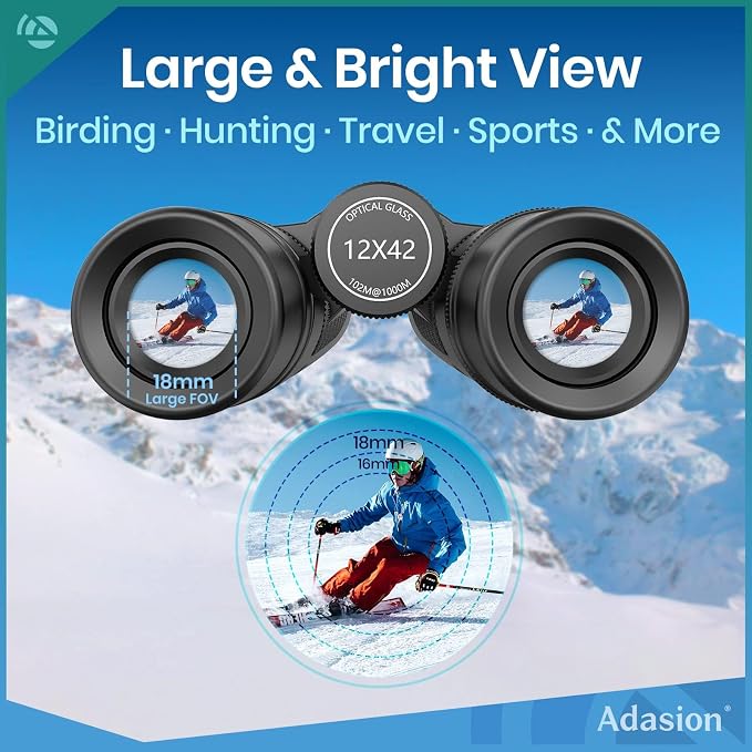 12x42 Binoculars for Adults High Powered with Phone Adapter & Tripod