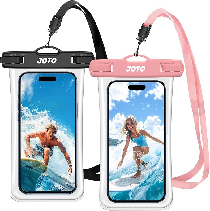 JOTO 2 Pack Waterproof Phone Pouch Case Up to 7", IPX8 Underwater Phone Case Cellphone Dry Bag for iPhone 17/Air 16 15 14 13 12 Pro Max Xs Max XR X 8 7 6S Plus SE/Galaxy S24 S23 S22 S21 -Blackpink
