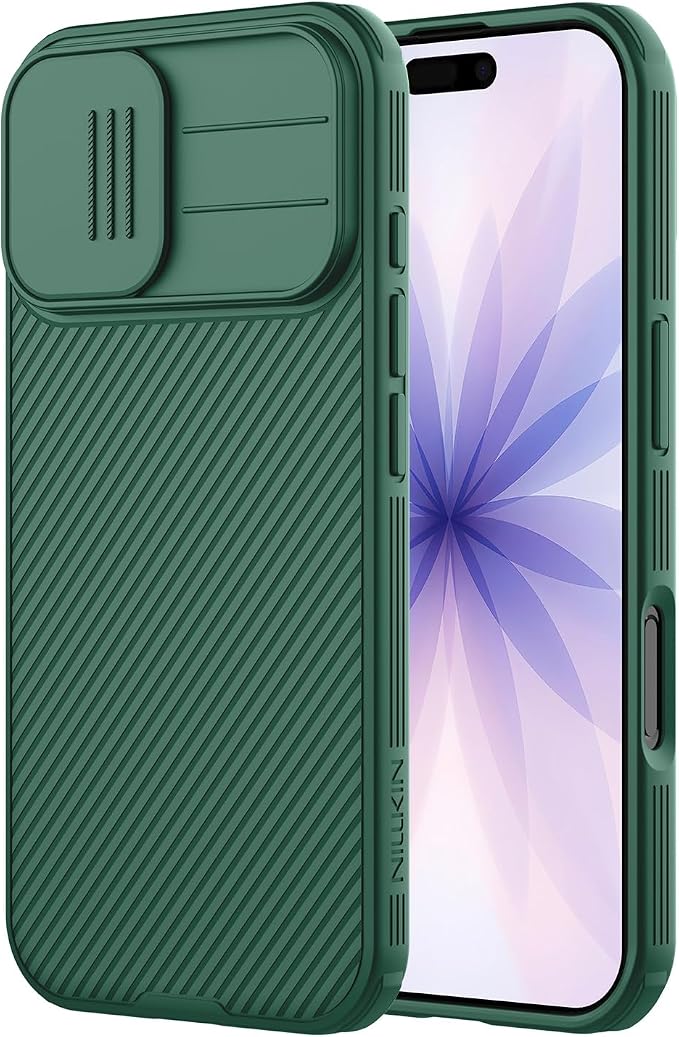 Nillkin for iPhone 17 Case with Slide Camera Cover, Thin Slim Fit, Shockproof Protective, Protector Privacy, Phone Case iPhone 17 Camera Lens Protector 6.3 inch, Green