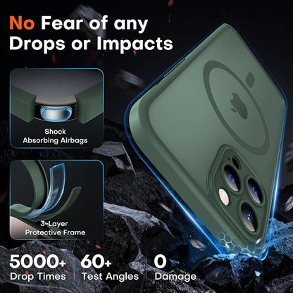 TOCOL for iPhone 12 Pro Max Case, Compatible with Magsafe Charger, Full Camera Protection, Translucent Matte for iPhone 12 Pro Max iPhone Case 6.7 inch (Alpine Green)