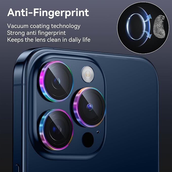 WSKEN for iPhone 15 Pro/iPhone 15 Pro Max Camera Lens Protector,[Keep Original Shooting] Shatterproof 9H Tempered Glass Camera Screen Protector Metal Ring Cover Film Accessories,Colorful