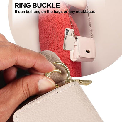Wallet Case for Samsung Galaxy A26 5G with Shoulder Strap Ring Buckle, Luxury PU Leather Zipper Flip Organ Purse, Credit Card Holder Stand Full Body Cell Phone Cover for A 26 26A LTE White