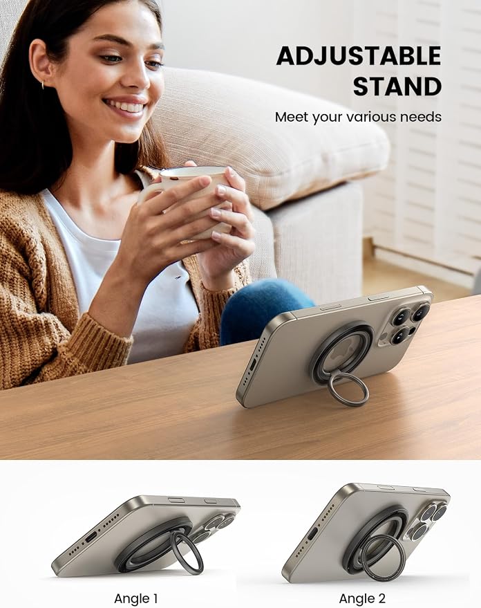 Lamicall [Upgrade Metal Gear Hinge] Magnetic Phone Ring Grip for MagSafe, [4.4lbs Ultra Strong Magnet] Finger Holder Stand, Easily Pull Ring Out, Mag Safe Accessory for iPhone 17 16 15 14 Pro Max