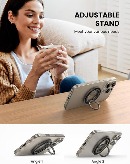 Lamicall [Upgrade Metal Gear Hinge] Magnetic Phone Ring Grip for MagSafe, [4.4lbs Ultra Strong Magnet] Finger Holder Stand, Easily Pull Ring Out, Mag Safe Accessory for iPhone 17 16 15 14 Pro Max