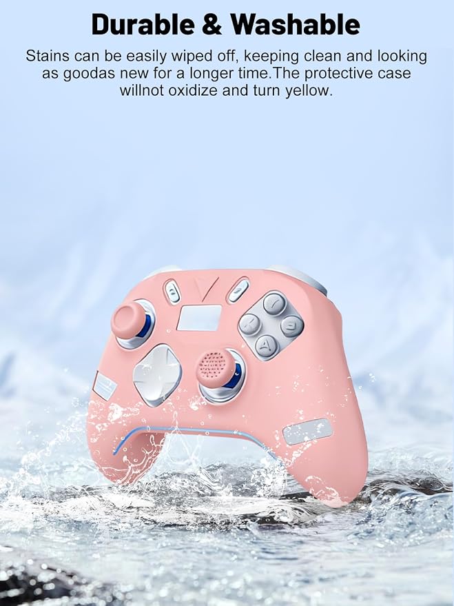 Silicone Protective Case for Flydigi Apex 5 Wireless Controller, Full-Body Protective Cover with Precise Cutout, Shockproof Dustproof Protector Sleeve & Scratch-Resistant Sleeve (Pink)