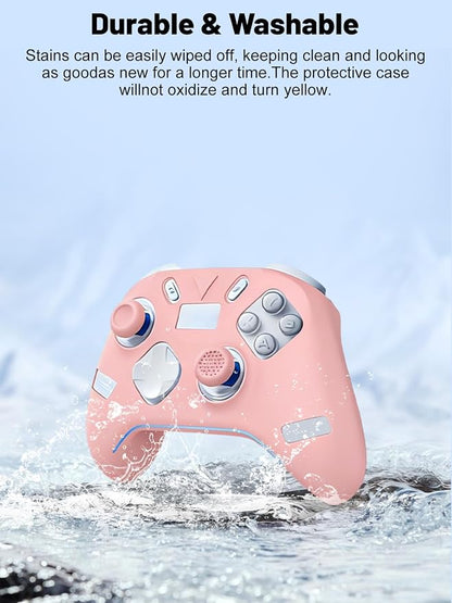 Silicone Protective Case for Flydigi Apex 5 Wireless Controller, Full-Body Protective Cover with Precise Cutout, Shockproof Dustproof Protector Sleeve & Scratch-Resistant Sleeve (Pink)