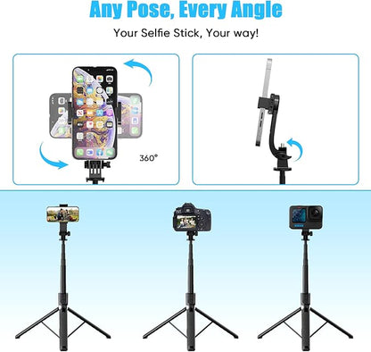 71’’ Tall Selfie Stick Tripod with Remote, 180cm Extendable Phone Tripod Stand with 360° Rotation, Portable Travel Tripod for iPhone 16 15 14 13 12 Pro Max Android GoPro