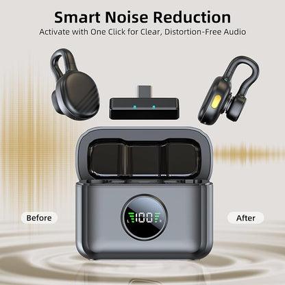 Wireless Lavalier Microphone for iPhone 15/16/Android, Mini Clip On Mic with Charging Case, 7H Battery, Noise Canceling Lapel Microphone for Video Recording Vlogging, YouTube