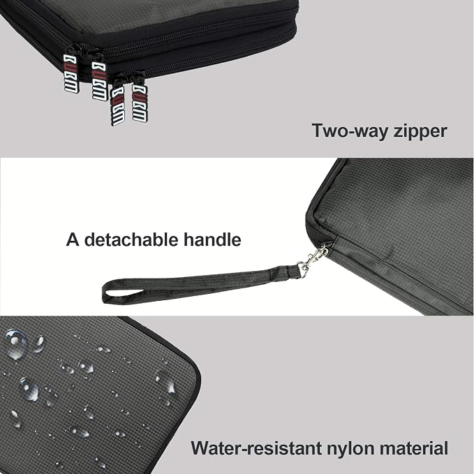 BUBM Double Layer Electronics Organizer, Travel Gadget Bag for Cables, Memory Cards, Flash Hard Drive and More, Fit for iPad or Tablet(up To 9.7")--Large, Gray | Travel Gadget Bag For Cables, Memory Cards, Flash Hard Drive and More, Fit For iPad or Tab...