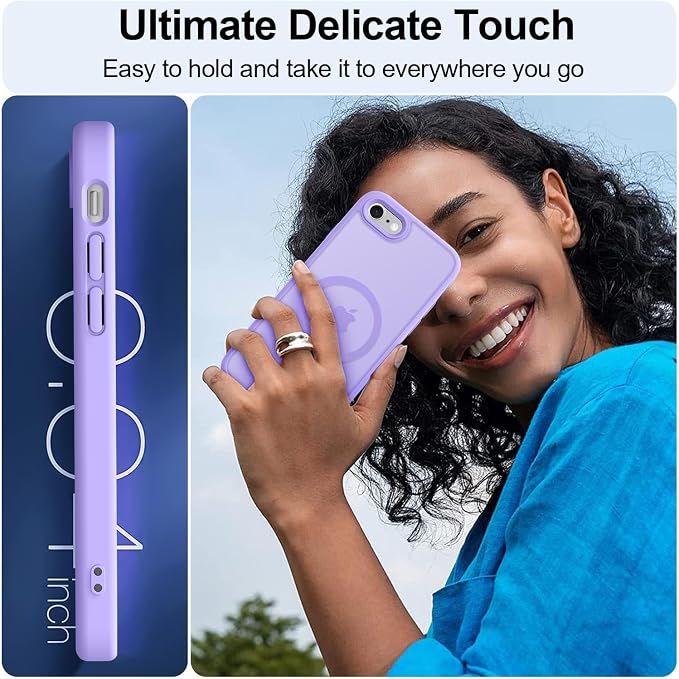 MOCCA Strong Magnetic for iPhone SE Case 2022/iPhone SE 2020 Case/iPhone 7 Case/iPhone 8 Case [Compatible with Magsafe] Slim Thin Translucent Matte Protective Cover Phone Case 4.7'', Light Purple