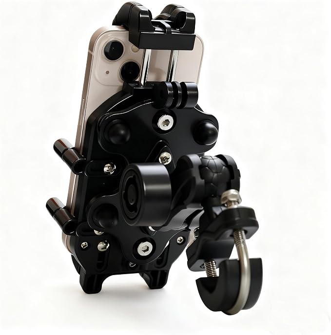 Motorcycle Phone Mount Holder, 8-Claw Anti-Shake Bike Phone Mount with Secure Lock & Vibration Dampener,Fits 4.7-7.2" Phones for Motorcycle, Bicycle, Scooter, ATV