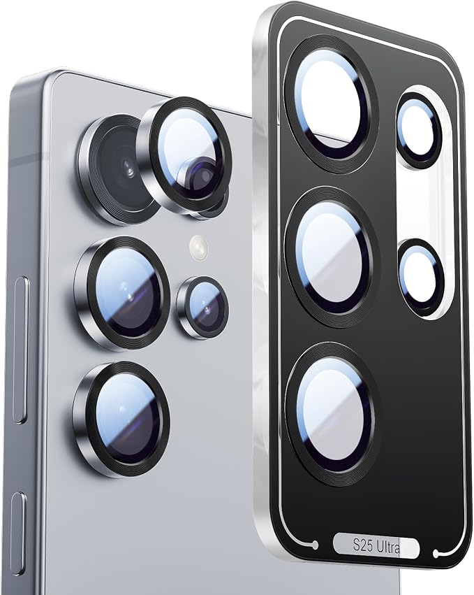 X-it Camera Lens Protector for Samsung S25 Ultra, 9H Tempered Glass, Independent Metal Aluminum Edge Original Protection Design, Suitable for Phone Case, Anti-scratch, Anti-reflective,Blue