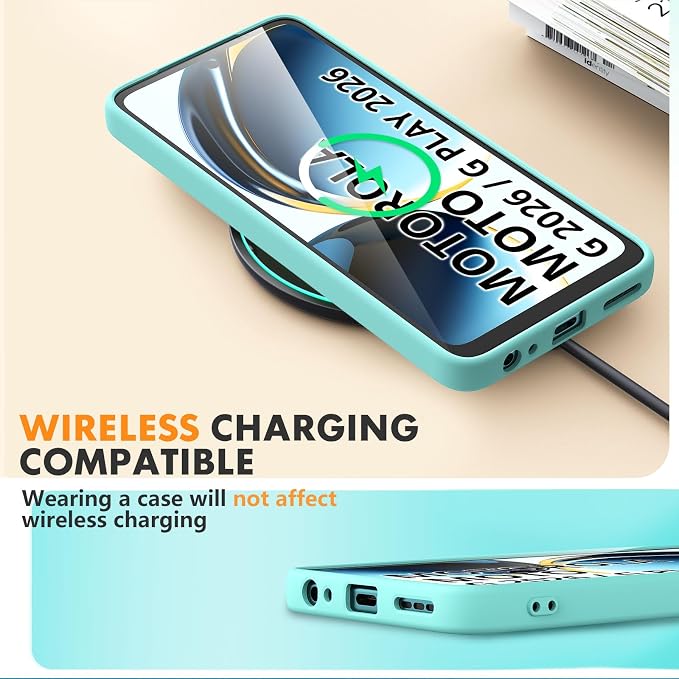 for Motorola Moto G 2026/G Play 2026 Case, 2 Pack Tempered Glass Screen Protectors, Soft TPU Liquid Silicone Shockproof Gel Cover-Ice Blue