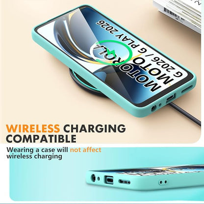 for Motorola Moto G 2026/G Play 2026 Case, 2 Pack Tempered Glass Screen Protectors, Soft TPU Liquid Silicone Shockproof Gel Cover-Ice Blue