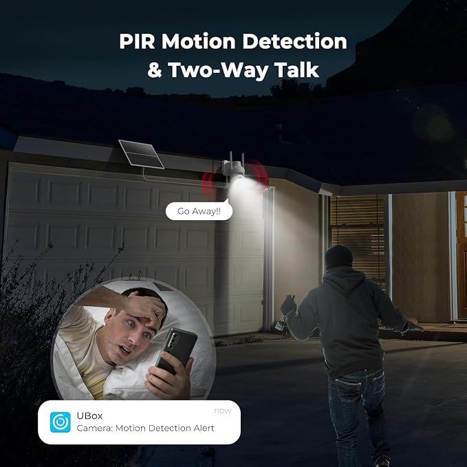 Cellular Security Camera Comes with Pre-Installed 4G LTE SIM Card-No WiFi Security Camera Wireless Outdoor, Color Night Vision, 360° Live Viewing, Instant PIR Motion Alerts and Solar Powered