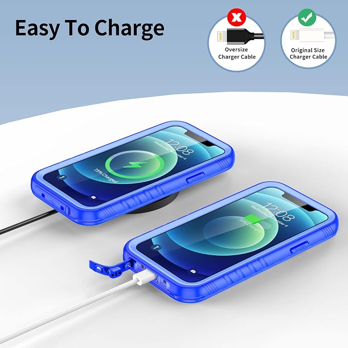 SPORTLINK Compatible with iPhone 12 Pro Waterproof Case - Full Body Shockproof Dustproof Phone Screen Protector Rugged Waterproof Case for iPhone 12 & 12 Pro 6.1 Inch Blue
