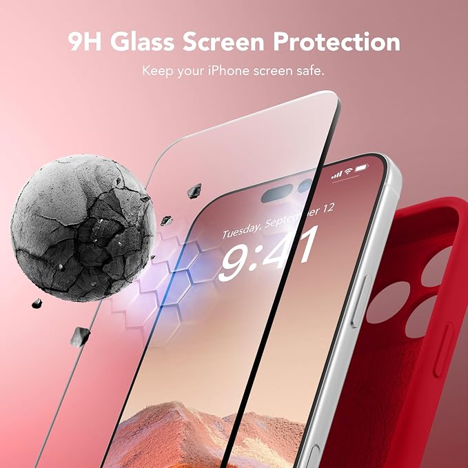 Magnetic for iPhone 17 Pro Max Case, Compatible with MagSafe, [Full Camera Protection][Screen Protector] Silicone Shockproof Protective Phone Case for iPhone 17 Pro Max 6.9", Deep Red