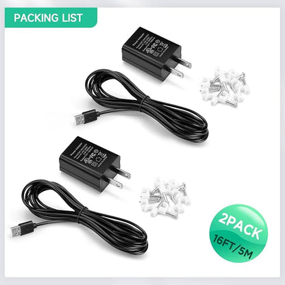 OLAIKE (2 Pack) 5m/16ft Charge Cable for Ring Stick Up Cam Battery/Plug-in & Ring Spotlight Cam Battery, Weatherproof Power Adapter Keep Charge Your Camera (No Camera), Blcak