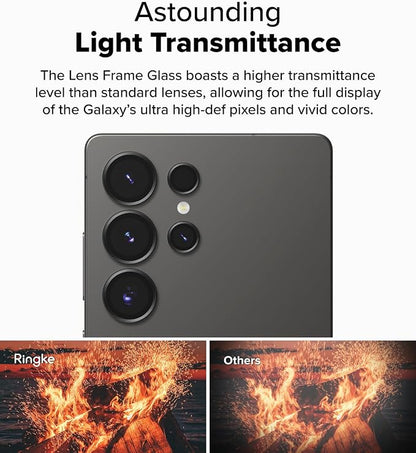 Ringke Camera Lens Frame Glass [Individual Lens Covers] Compatible with Samsung Galaxy S25 Ultra Camera Lens Protector, Tempered Glass Covers and Aluminum Alloy Frames - 2 Pack