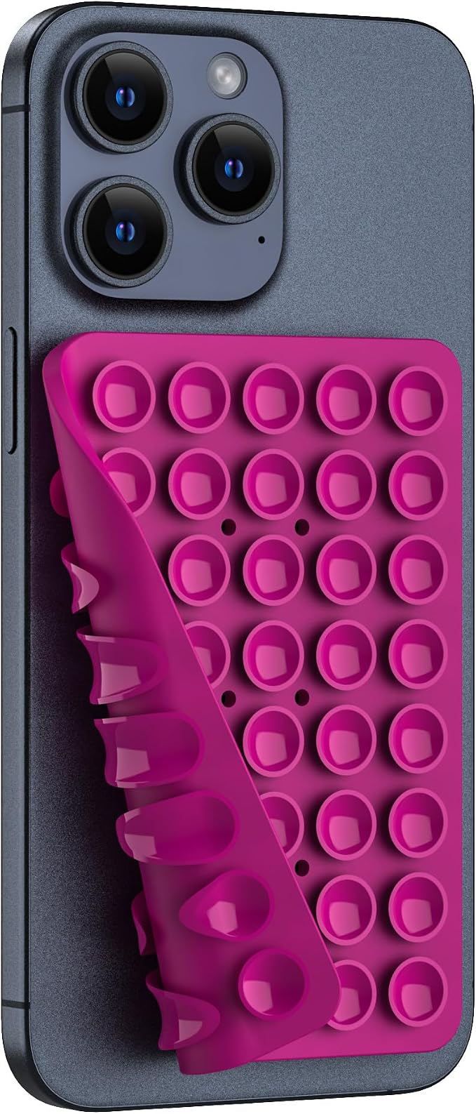 Double Sided Silicone Suction Phone Holder Mount, Silicon Accessory for iPhone and Android, Hands-Free Mirror Shower Phone Holder, TikTok Videos and Selfies (Blue+Rose Red)