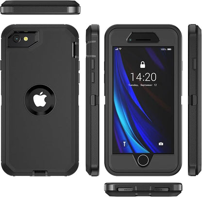 jaroco for iPhone SE Case 2022/2020/3rd/2rd,iPhone 8/7 case [Shockproof] [Dropproof] [Military Grade Drop Tested] with Non-Slip Removable Heavy Duty Full Body Phone Case-Black