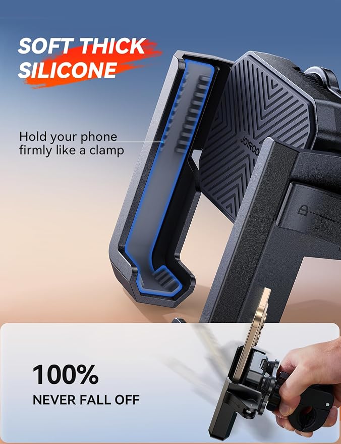 JOYROOM Motorcycle Phone Mount Holder [Capture the Scenery Anytime][Dual Vibration Dampener] Electric Scooter Accessories Holder Handlebar for Electric Scooter/E-Bike/Stroller