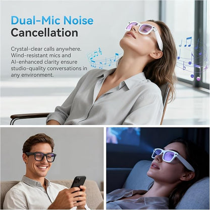 AI Smart Glasses with Camera and Bluetooth,8MP 2K HD Camera Glasses,AI Voice Control,AI Photo Recognition and Translation,Smart Anti-Blue Light Glasses,IP67 Waterproof for Driving,Outdoor,+2 Lenses.