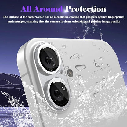 Camera Lens Protector for iPhone 16 / iPhone 16 Plus Camera Lens Protector [Strong Adsorption] [Not Easy to Break] Metal Tempered Glass Rear Camera Screen Cover - Silver