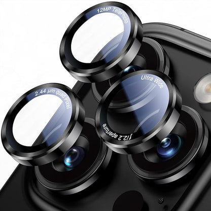 Uyiton for iPhone (17/16/15/14 Pro Max) and iPhone (17/16/15/14 Pro) Camera Lens Protector - Military-Grade Tempered Glass Metal Camera Cover, Easy to Install, Black Titanium