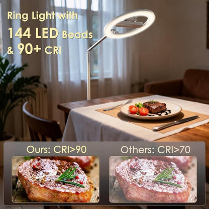 10" Selfie Ring Light with Stand, Tall Adjustable Overhead Phone Mount with LED Light, Phone Holder with Camera Remote for TikTok, YouTube, Live Streaming, Video Recording