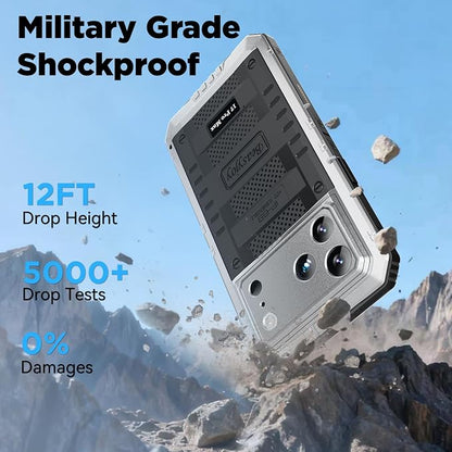 Beasyjoy for iPhone 17 Pro Max Case Waterproof, Heavy Duty Metal Case with Built-in Screen Protector, Full Body Rugged Military Grade Shockproof Dustproof Cover for Construction Outdoor 6.9", Silver