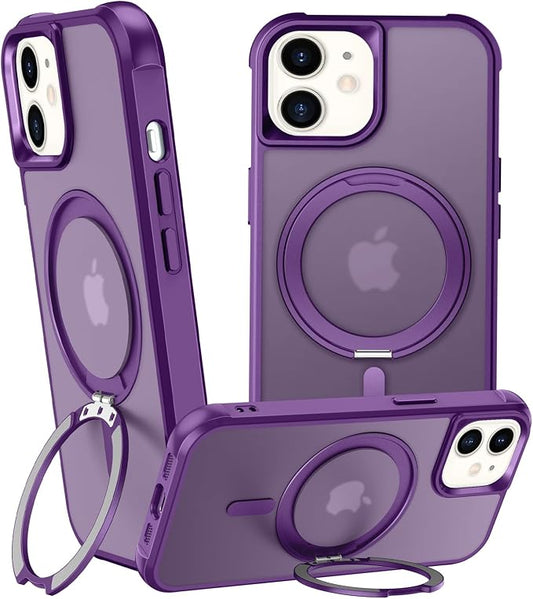 360° Magnetic Swivel Ring for iPhone 12 case, Built-in Metal Stand and Ring Holder, Magsafe Compatible, Military Grade Protection, Shockproof - Purple