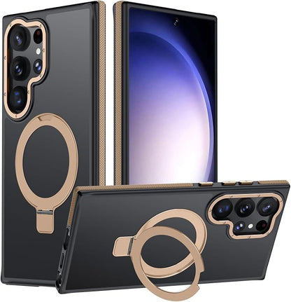 for Samsung Galaxy S23 Ultra Case, Magnetic Adjustable Ring Stand [Fit for Magsafe], [Military-Grade Shockproof Protection] Phone Case with Kickstand & Ring Holder (Desert Gold)