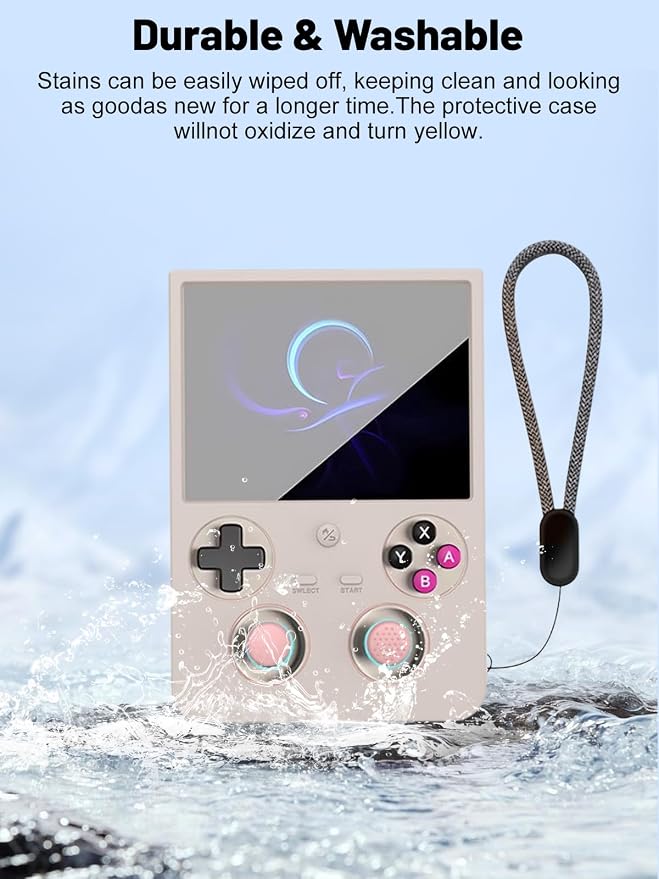 Silicone Protective Case for Anbernic RG477V Game Console, Full-Body Protective Cover with Precise Cutout, Shockproof Dustproof Protector Sleeve & Scratch-Resistant Sleeve (Grey)